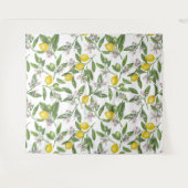 Lemon branches with blossoms and fruit on white wandkleed (Voorkant (horizontaal))