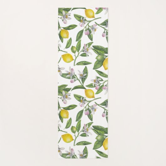 Lemon branches with blossoms and fruit on white yogamat (Achterkant)