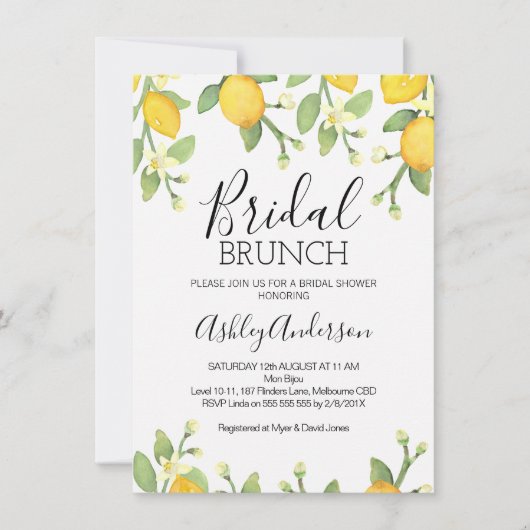 Lemon Bridal Brunch Bridal Shower Kaart (Voorkant)
