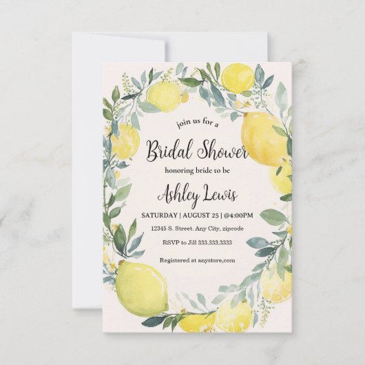 Lemon Bridal douche uitnodiging Lemon douche (Voorkant)