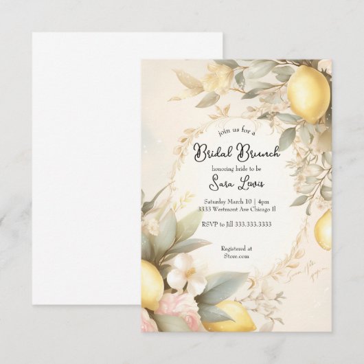Lemon Bridal douche uitnodiging Lemons uitnodiging (Voorkant / Achterkant)