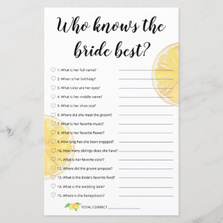 Lemon Bridal Game - die de beste bride kent