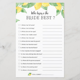 Lemon Bridal Game - die de beste bride kent