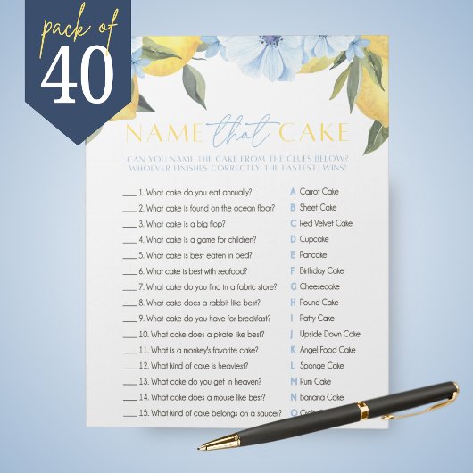 Lemon Bridal naam The Cake Shower Game Pack Notitieblok