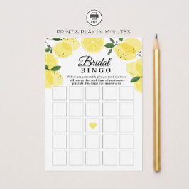 Lemon Bridal Shower Bingo Game Printable Kaart