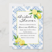 Lemon Bridal Shower Invitation, Blue Tegel Italiaa Kaart (Voorkant)