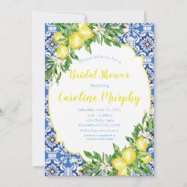 Lemon Bridal Shower Invitation, Blue Tegel Italiaa Kaart