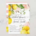 Lemon Bridal Shower Invitation met roze bloemen Kaart<br><div class="desc">Heldere citroenen en delicate roze floralen.</div>