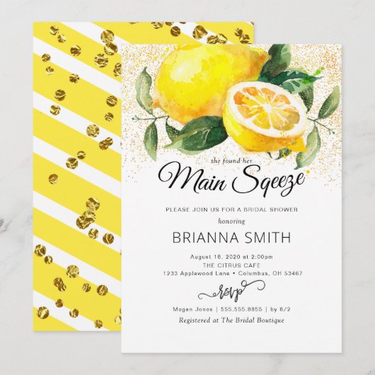 Lemon Bridal Shower Kaart (Voorkant / Achterkant)