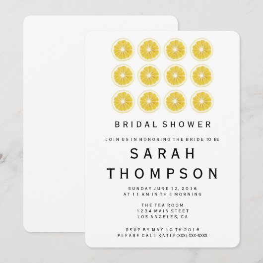 Lemon Bridal Shower Kaart (Voorkant / Achterkant)