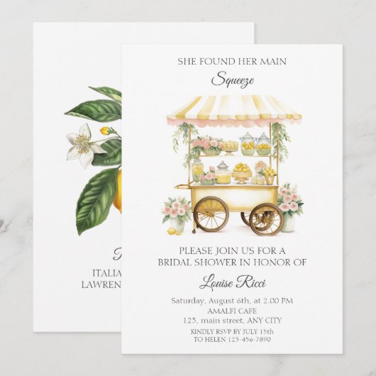 Lemon Bridal Shower Kaart (Voorkant / Achterkant)