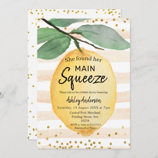 Lemon Bridal Shower Kaart (Voorkant / Achterkant)