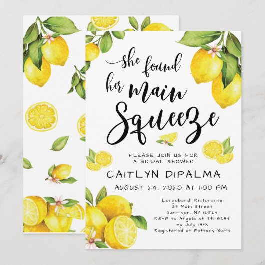 Lemon Bridal Shower Kaart (Voorkant / Achterkant)