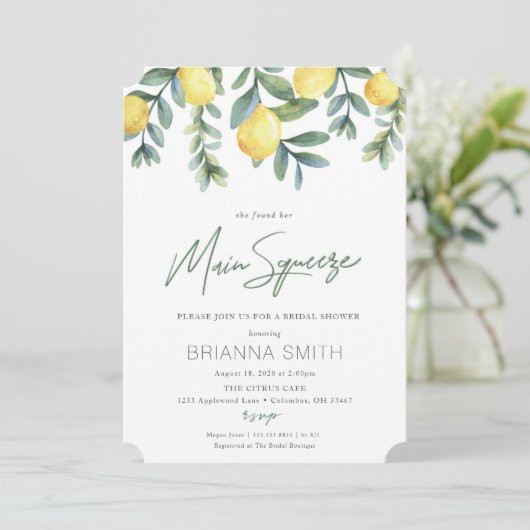 Lemon Bridal Shower nodigt de belangrijkste knijpe Kaart (Staand voorkant)