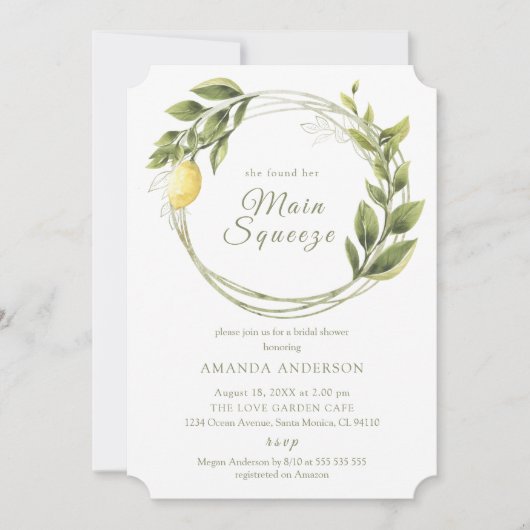 Lemon Bridal Shower nodigt de belangrijkste knijpe Save The Date (Voorkant)