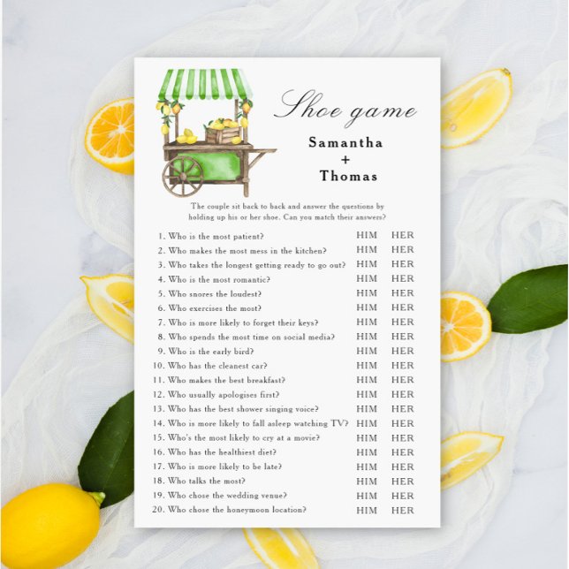 Lemon Bridal shower Shoe game (Creator heeft geüpload)