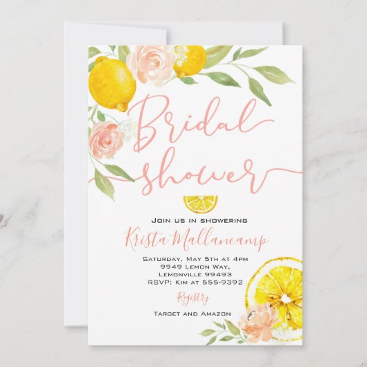 Lemon Bridal Shower Uitnodiging bruiloft bloemen (Voorkant)