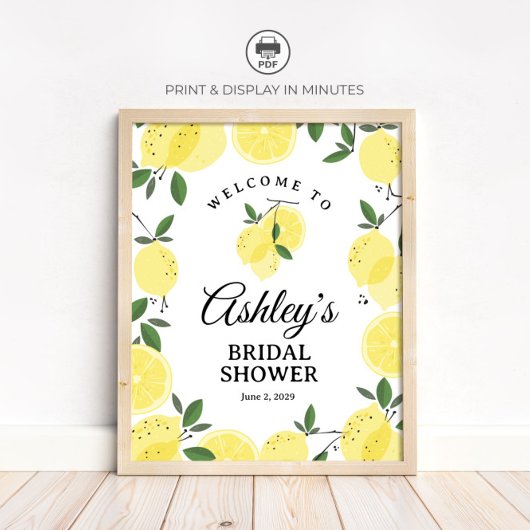 Lemon Bridal Shower Welcome Sign Poster
