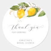 Lemon Bright Citrus Bloem Bruiloft Feest Bedankt Ronde Sticker (Voorkant)