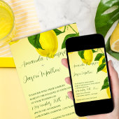 Lemon Bright Yellow Citrus Wedding Invitati Kaart