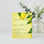  Lemon Bright Yellow Citrus Wedding Kaart (Staand voorkant)