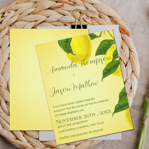 Lemon Bright Yellow Citrus Wedding Kaart