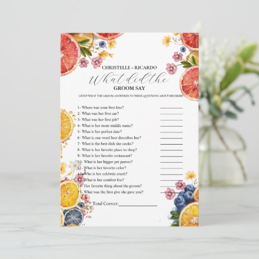 Lemon Bruid & bruidegom trivia vrijgezellenfeest s Aankondiging (Staand voorkant)