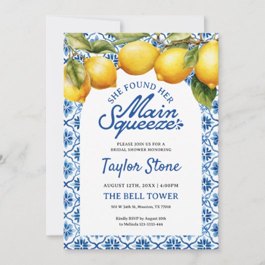 Lemon Bruids Douche Uitnodiging met Foto (Voorkant)