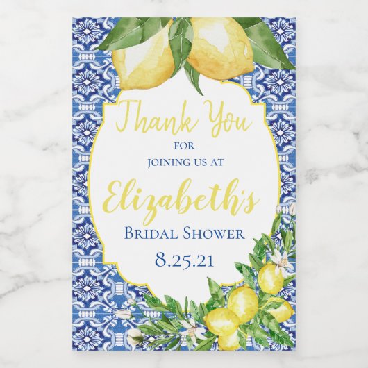 Lemon Bruiloft Feestje Mini Wijnfles Label Wijn Etiket (Enkel label)