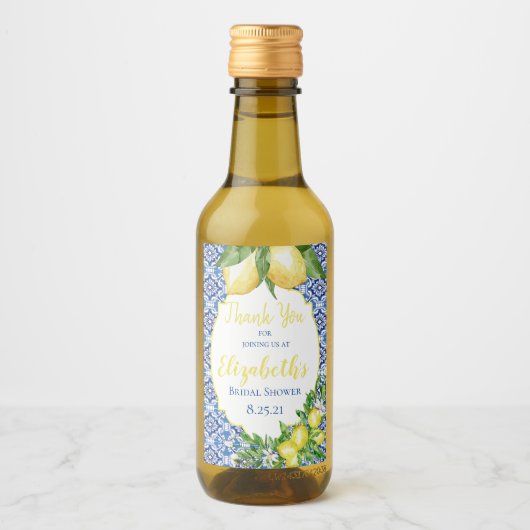Lemon Bruiloft Feestje Mini Wijnfles Label Wijn Etiket (Voorkant)