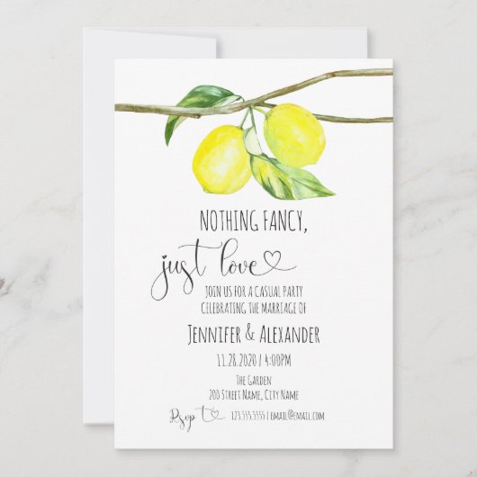 Lemon bruiloft-uitnodiging kaart (Voorkant)