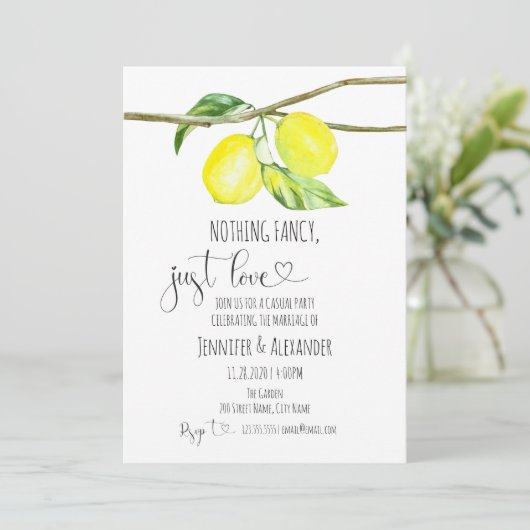 Lemon bruiloft-uitnodiging kaart (Staand voorkant)