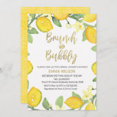 Lemon brunch en bubbly bridal doucheuitnodiging kaart (Voorkant / Achterkant)