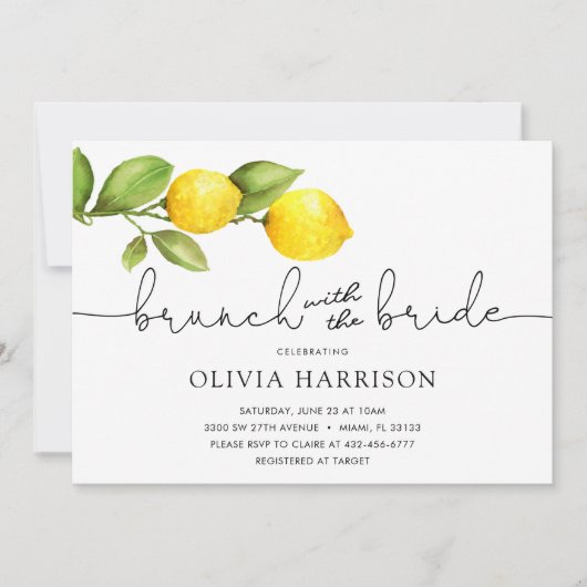 Lemon Brunch met de bruidsdouche Kaart (Voorkant)