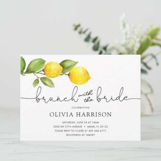 Lemon Brunch met de bruidsdouche Kaart (Staand voorkant)
