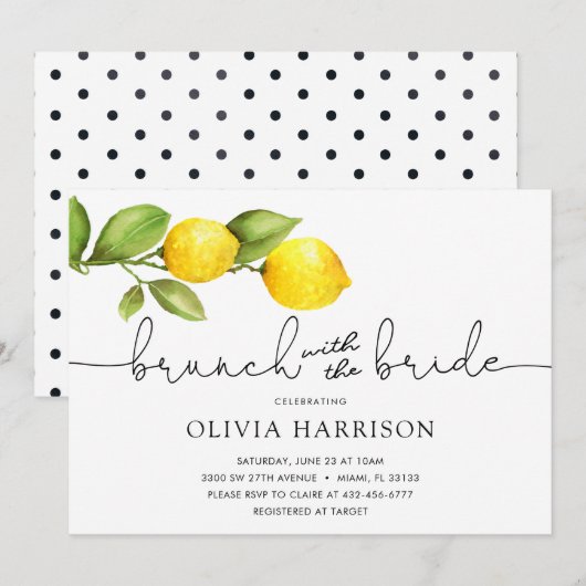 Lemon Brunch met de bruidsdouche Kaart (Voorkant / Achterkant)