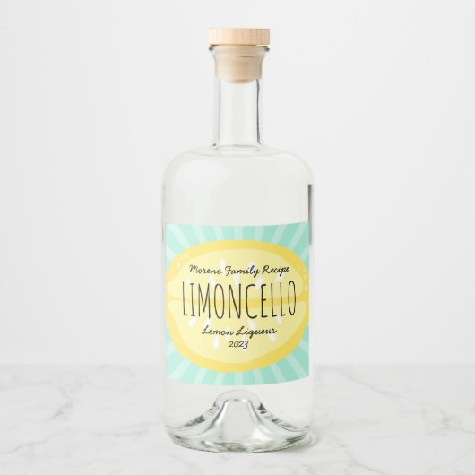 Lemon Burst Likeur Label Likeurfles Etiket (Voorkant)