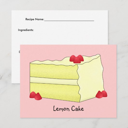 Lemon Cake Recipe Card Briefkaart (Voorkant / Achterkant)
