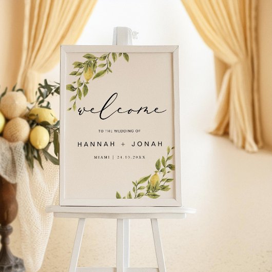 Lemon Calligrafie Bruiloft receptie welkomstbord Poster