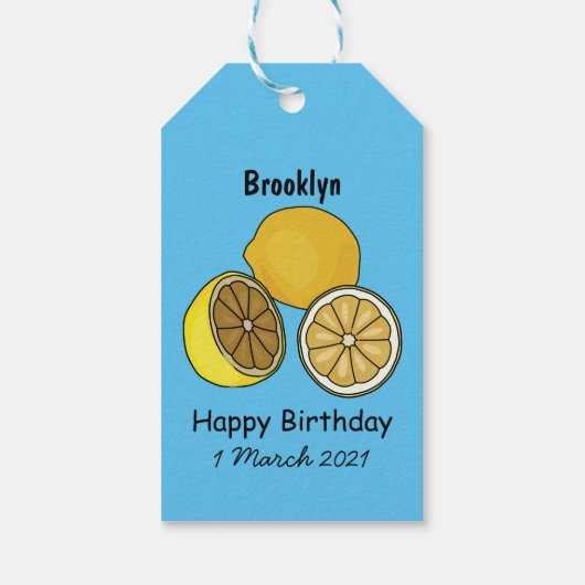 Lemon cartoon illustratie cadeaulabel (Achterkant)