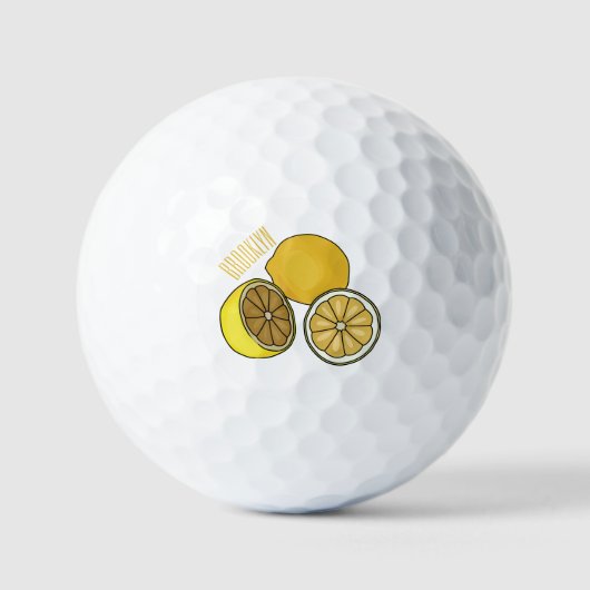 Lemon cartoon illustratie golfballen (Voorkant)