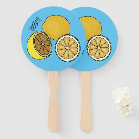 Lemon cartoon illustratie handwaaier (Voorkant en achterkant)