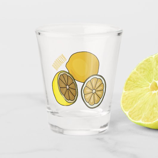 Lemon cartoon illustratie shot glas (Voorkant)
