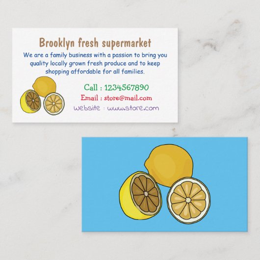 Lemon cartoon illustratie visitekaartje (Voorkant / Achterkant)