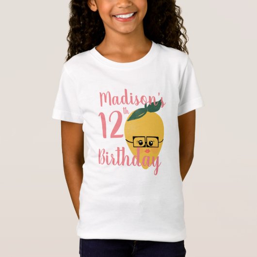 Lemon Character Birthday Shirten for Girls T-shirt (Voorkant)