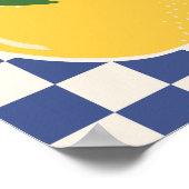 Lemon Checkerboard Retro Fruit Blauw Poster (Hoek)