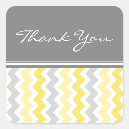 Lemon Chevrons Bedankt Wedding Envelope Seals Vierkante Sticker (Voorkant)