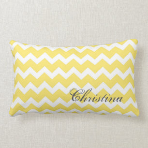 Lemon Chevrons Pattern Monogram Pillow Kussen