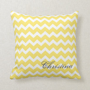 Lemon Chevrons Pattern Monogram Pillow Kussen