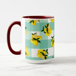 Lemon Chic Aqua Gingham Mok
